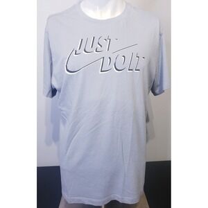The Nike Tee Shirt Mens Size Large Short‎ Sleeve Lt Gray Black Logo Just Do It